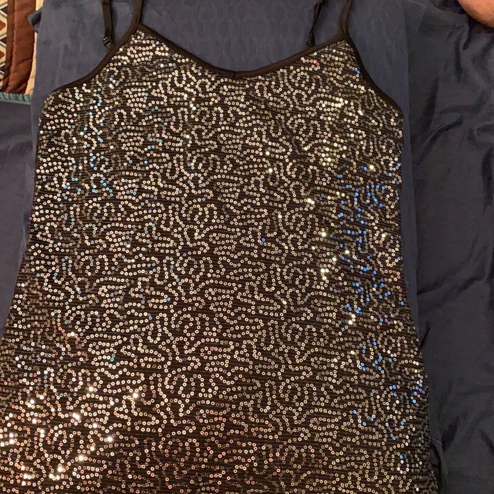 Vanity Black V Neck sequin cami